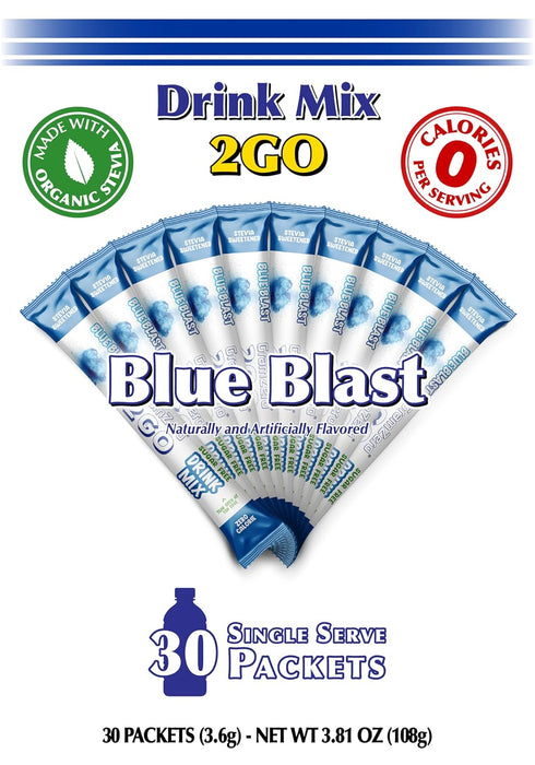 2GO GramZero Sticks - Blue Blast, Zero Calorie Sugar Free Drink Mix, Stevia Sweetened, Great For Nutrition Club Loaded