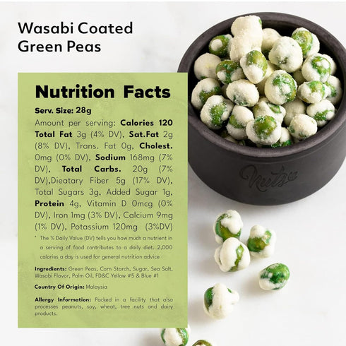 Packed (3 LBS) NUTS U.S. - Wasabi Coated Green Peas | Vegan | Premium Quality | Crunchy & Spicy Roasted Flavor | in a
