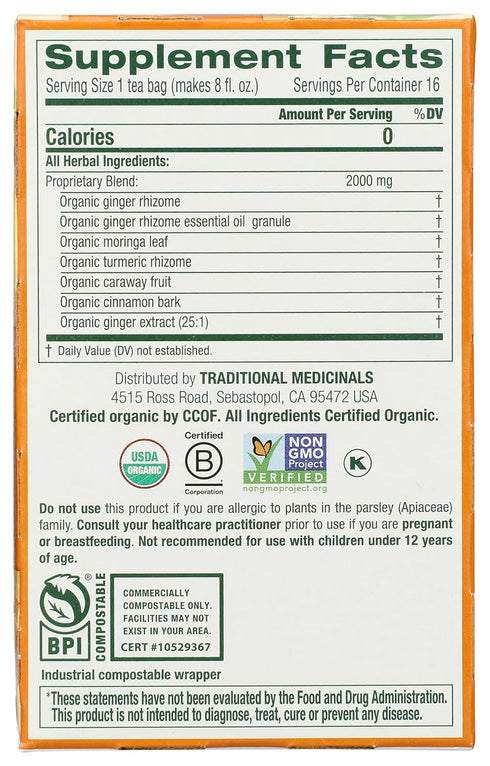16 Traditional Medicinals Organic Ginger Aid Tea, Tea Bags
