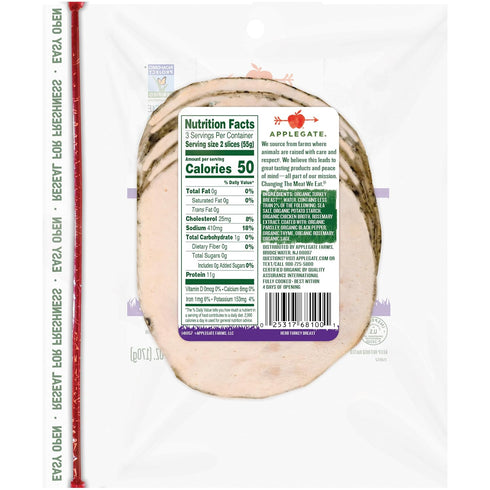 Applegate 6oz , Organic Herb Turkey Breast