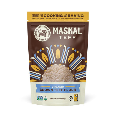 14 (6 pack) Maskal Teff Organic Brown Teff Flour, Ounce
