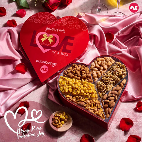 (6 2 LB) Package, NUT CRAVINGS - Easter Mixed Nuts Heart Shaped Gift Basket, Love in A Box Assortments, Romantic Food