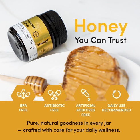 5+/MGO 83+, 4.4oz Me Today Manuka Honey UMF Raw & Unpasteurized from New Zealand, Certified Authentic Honey for Daily
