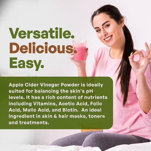 8oz. 5% Go Nutra Apple Cider Vinegar Powder Organic Natural ACV Acetic Acid Apple Cider Powder for Cooking, Skincare