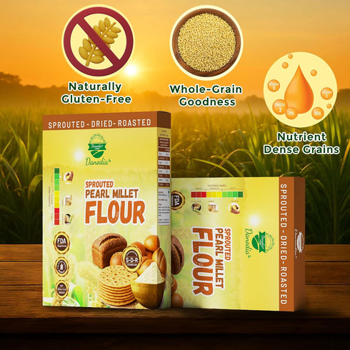 (950g/2 lbs) Danodia Foods Roasted Pearl Millet (Bajra) Flour | Sprouted, Dried & Roasted Whole Grain Flour | Naturally