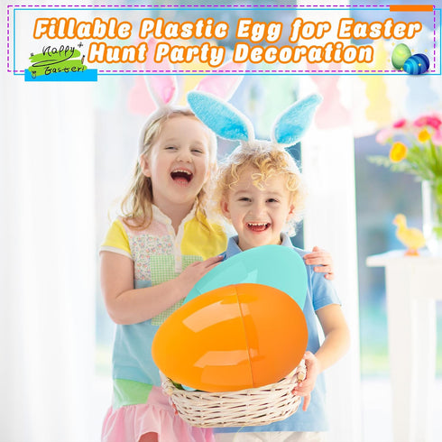 Barblog 10 Inch 6 12 (12 10 Inch Giant Macaron Plastic Easter Eggs pcs/ pcs Large Plastic Easter Eggs With Handle Jumbo