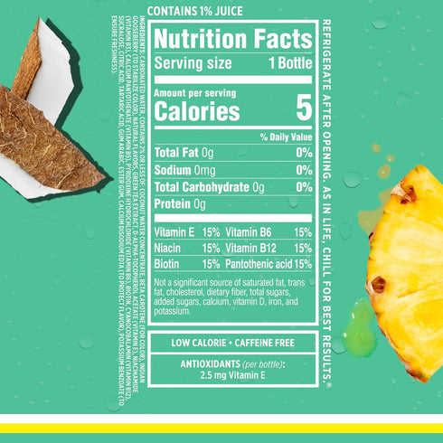 17 oz (Pack 12) Sparkling Ice, Coconut Pineapple Sparkling Water, Zero Sugar Flavored Water, with Vitamins