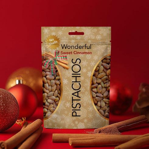 5.5 (Pack 4) Wonderful Pistachios No Shells, Sweet Cinnamon Flavored Nuts, Ounce Resealable Bag, Protein Snacks, Gluten