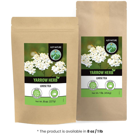 8 oz 227g, Alpi Nature Yarrow Tea Dried and Cut Yarrow Herb, Loose Leaf Tea for Herbal Infusion