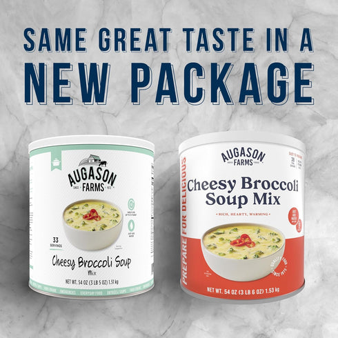 38 Augason Farms Cheesy Broccoli Soup Mix Can, Emergency Food Supply, Everyday Meals, Servings