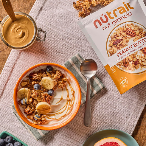 8 oz. 1 Count (Pack 2) NuTrail Nut Granola, Peanut Butter, No Sugar Added, Gluten Free, Grain Free, Keto, Low Carb