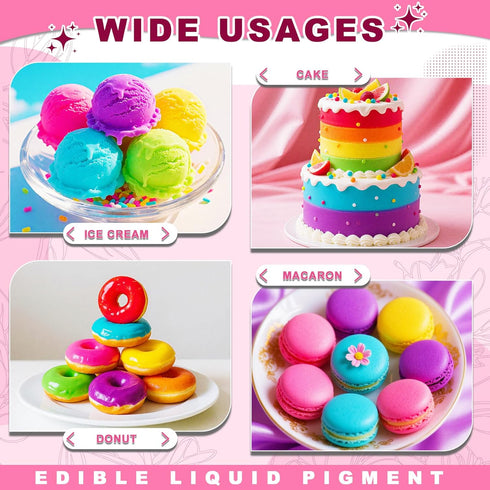 '-10 70ml Set, 24 oz Food Coloring Liquid Colors x Food Dye Large Capacity Vibrant Edible Paint for Frosting, Cake
