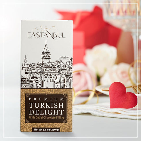 8.8oz, Eastanbul Dubai Style Turkish Delight with Dubai Filling, Pistachio and Knafeh Filled Marshmallow, Lokum, Candy