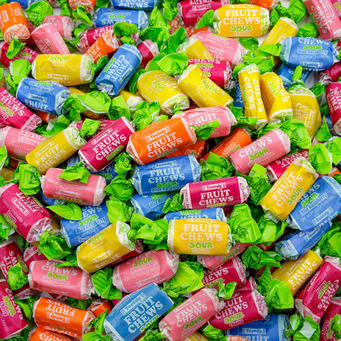 FRUIT CHEWS Candy SOUR 2 lb Bulk Bag, Fruity Flavored, Assorted Flavors,