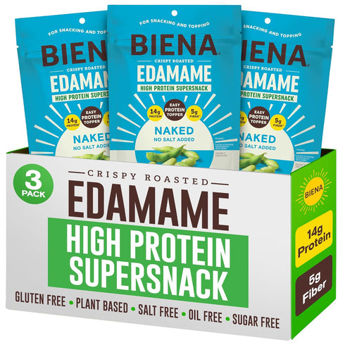 Biena Crispy Roasted Edamame Beans Snack Naked No Salt Low Sodium High