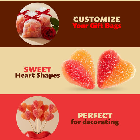 Gummy 1-Pound Gummies Peach Hearts Candy | Bag | Sweet and Sour Dye Free Candy Hearts | Soft Peach for Gifting