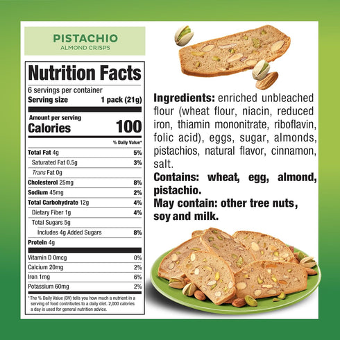 Nonni's Thin Addictives Pistachio Almond Crisps, 4.4 Ounce