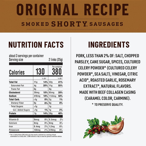 Pack, 2.5 oz Duke's Original, Hot and Spicy, and Hatch Green Chile Smoked Shorty Sausages Variety each
