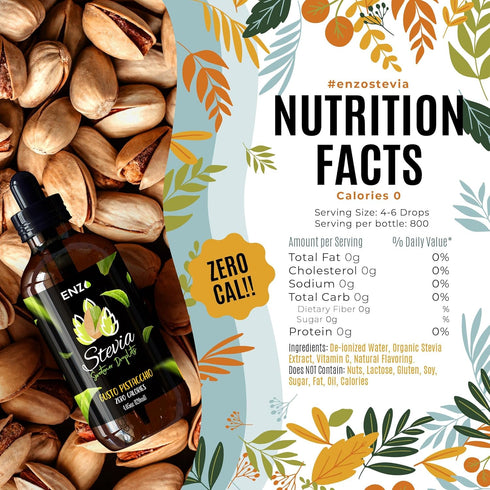 (4oz 800 Enzo Liquid Stevia Drops Our Zero Calories Sweetener - Servings/Bottle) - Pistachio - All Natural flavoring