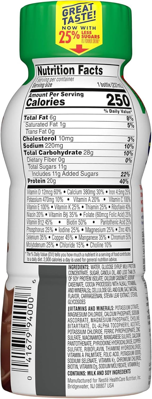 8 (Pack 24) BOOST High Protein Balanced Nutritional Drink, Rich Chocolate, Ounce Bottle