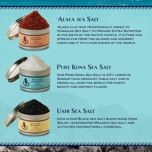 Gourmet Three-Tin Gift Box of Hawaiian Sea Salts