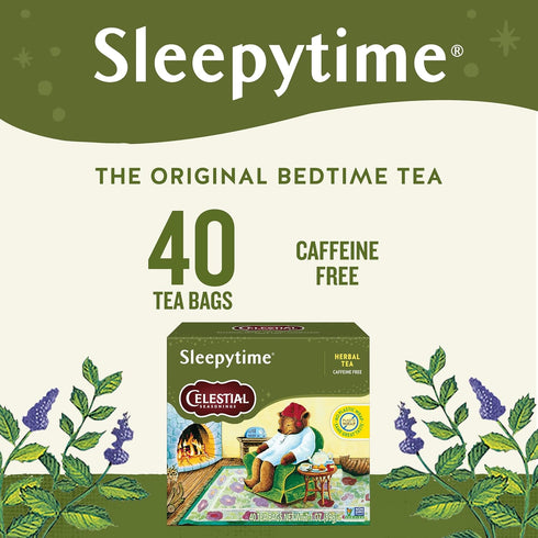 40 (Pack 6) Celestial Seasonings Sleepytime Herbal Tea, Caffeine Free, Tea Bags Box