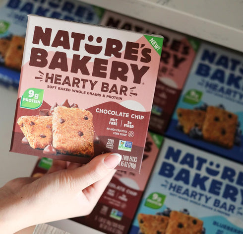 30 Count Natures Bakery Hearty Bars Chocolate Chip, Plant Based Protein Snack Bar