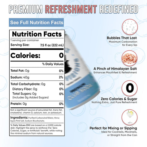 0 7.5 oz (Pack 12) Top Hat Premium Club Soda with Himalayan Salt - Ideal for Cocktails & Mocktails - No Sugar