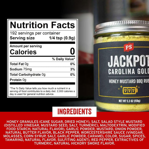 PS Seasoning Jackpot Carolina Gold - Sweet and Tangy Honey Mustard BBQ Seasoning and Rubs for Smoking and Grilling