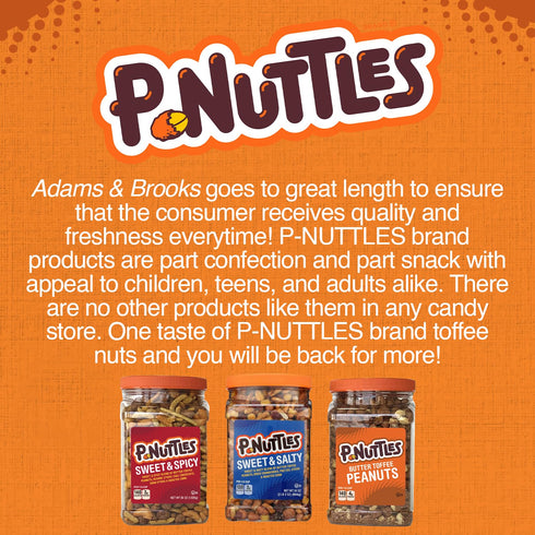 44 oz P-Nuttles Butter Toffee Covered Peanuts, Sweet Salty Snack, Nuts, Made in USA, Kosher, Party, Crunchy Nut, Jar