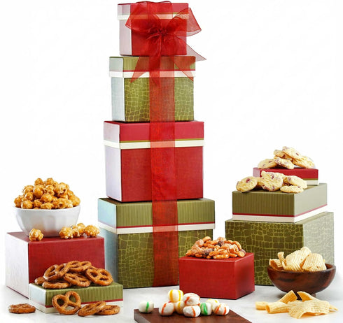 Gourmet Food Gift Basket Tower Snack Gifts for Women, Men, Families, College