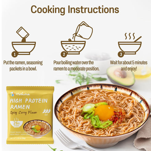 10 Packs (26g) 6 Packs Hethstia Konjac Rice and and High Protein Ramen Noodles, Plant-Based Vegan Noodles, Ready to Eat