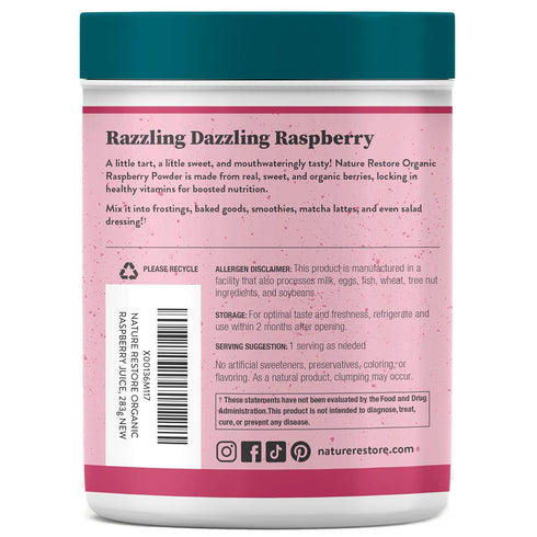 10 USDA Certified Organic Red Raspberry Juice Powder, Ounces, Non GMO, Gluten Free, Vegan