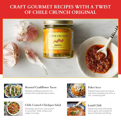 5.5oz CHILE CRUNCH - Chipotle Spicy Crunchy Condiment - All Natural Roasted Chili Peppers, Garlic & Onion Crisp Sauce