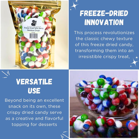 6 oz Rocky Dried Candy - Crunchy Freeze Dried Colorful Candy Wild Berry Great for Rainbow Drops Perfect for Snacking
