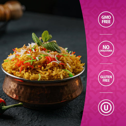 2 lb Authentic Smoked Basmati Rice by Khazana in Resealable Zipper Bag - Aromatic and Flavorful Indian Grain - Non-GMO