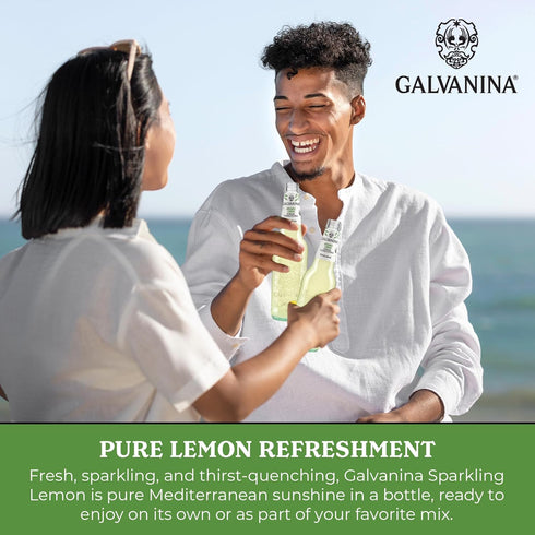 12 oz (Pack 1) Galvanina Lemon Premium Organic Italian Sparkling Soda, fl Glass Bottle of | Crisp Sicilian Lemon Soda