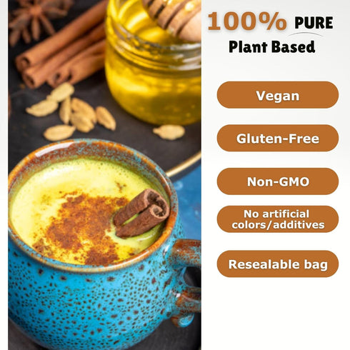 8 oz Chrie Sweet Heart Turmeric Cinnamon Superfood Blend Organic Golden Milk Powder with Coconut Milk, Cinnamon