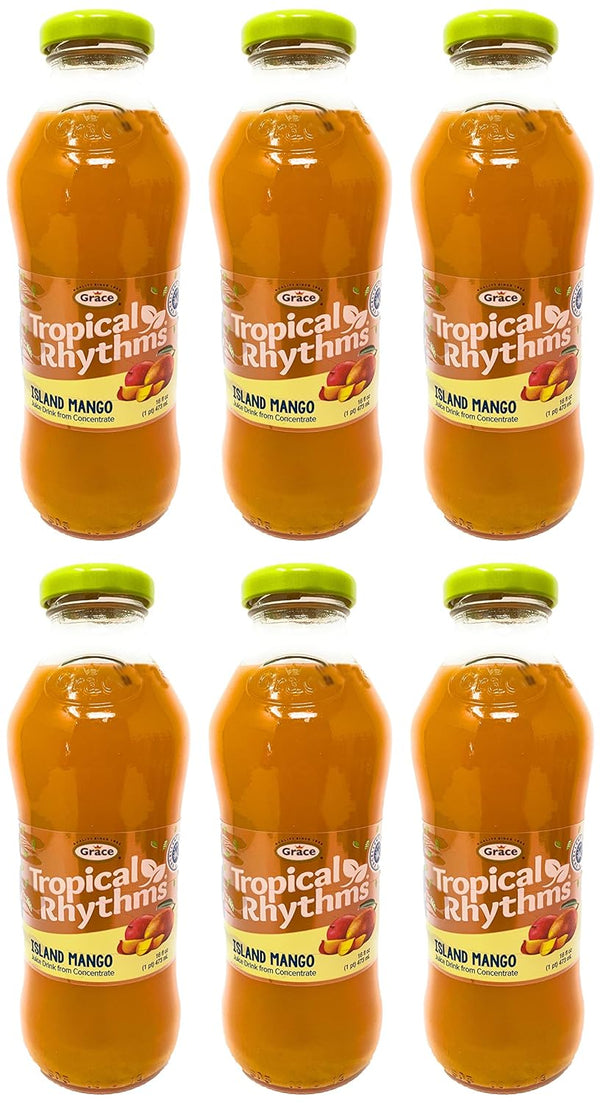 Grace Tropical Rhythms Island Mango Jamaican Fruit Juice 16oz, 6 Pack