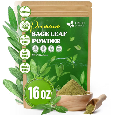 FreshDrinkUS, Sage Leaf Powder 16oz Premium Culinary Herb, Pure Ground Sage Leaves