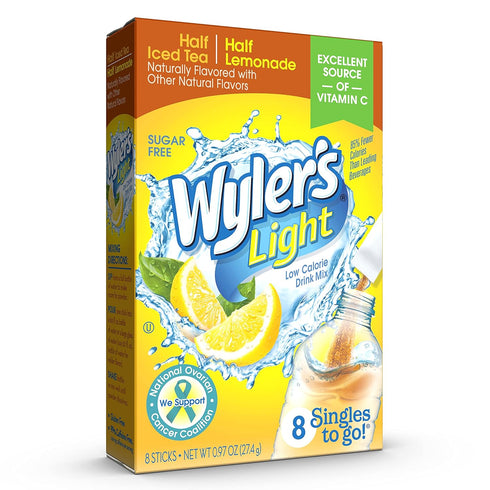 Wyler's Light Water Drink Mix, Singles To Go, Half Iced Tea &