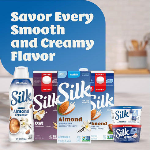 8 oz., 6 Pack Silk Shelf-Stable Soy Milk Singles, Chocolate, Dairy-Free, Vegan, Non-GMO Project Verified