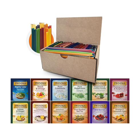 Twinings 48 Tea Bags Herbal Variety Pack 12 Herbal Flavors with 20 Honey