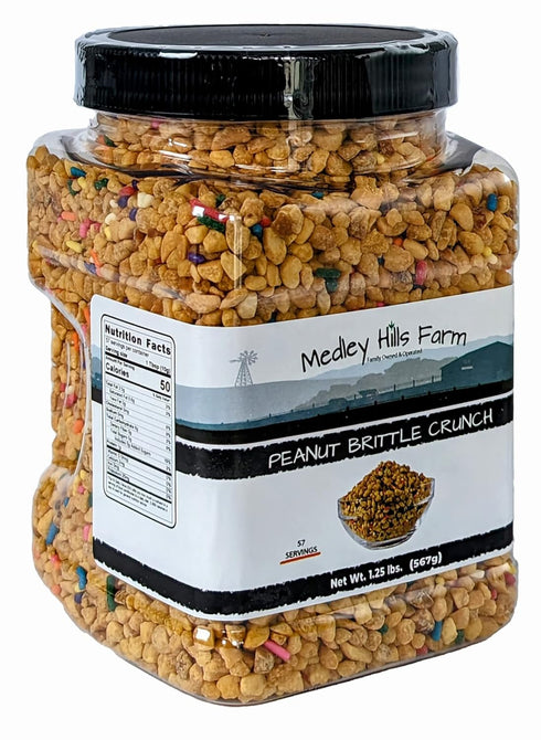 1.25 Lbs. Peanut Brittle Crunch Coat Ice Cream Toppings by Medley hills farm in Reusable Container