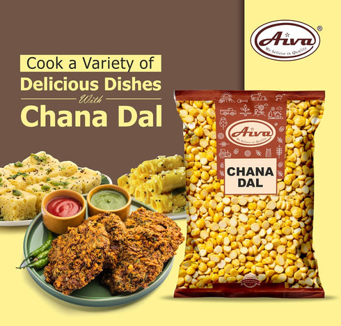 (4 LB) Aiva Chana Dal (Split Yellow Chickpeas or Split Gram Whole) Natural |