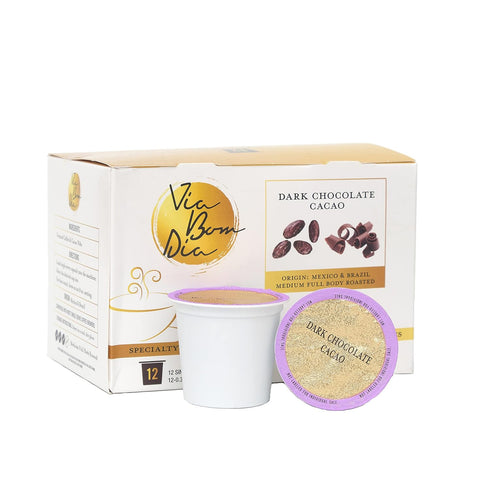 Via Bom Dia Naturally Flavored Kcup Coffee Pods, Dark Chocolate Flavor, 12 Count for Single-Serve Keurig Machines