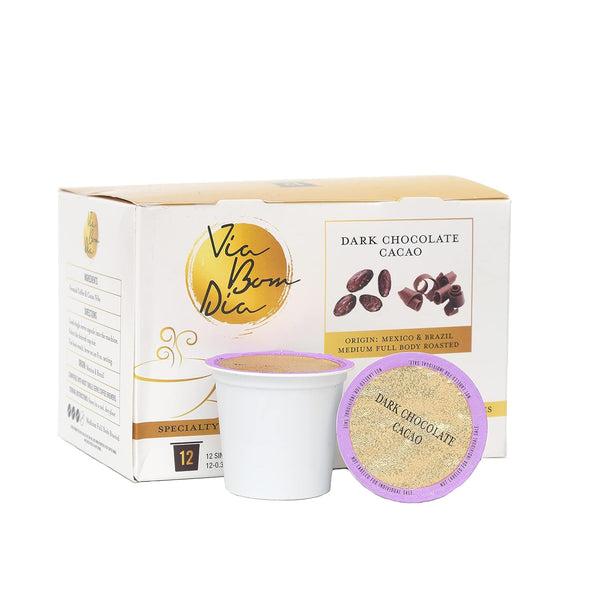 Via Bom Dia Naturally Flavored Kcup Coffee Pods, Dark Chocolate Flavor, 12 Count for Single-Serve Keurig Machines