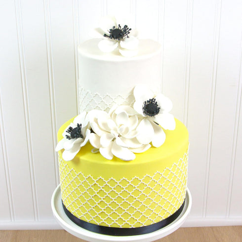 3 Count Global Sugar Art Poppy Anemone Sugar Cake Flowers White with Black Center, by Chef Alan Tetreault