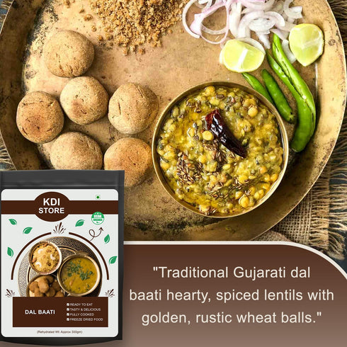 Store Dried,120g KDI Ready to Eat Dal Baati, Traditional Gujarati Lentil Curry with Wheat Balls, USDA Organic, Freeze