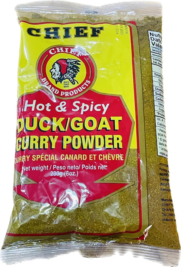 Chief Brand Products CHIEF HOT & SPICY CURRY POWDER, 230g (8 oz), DUCK AND GOAT